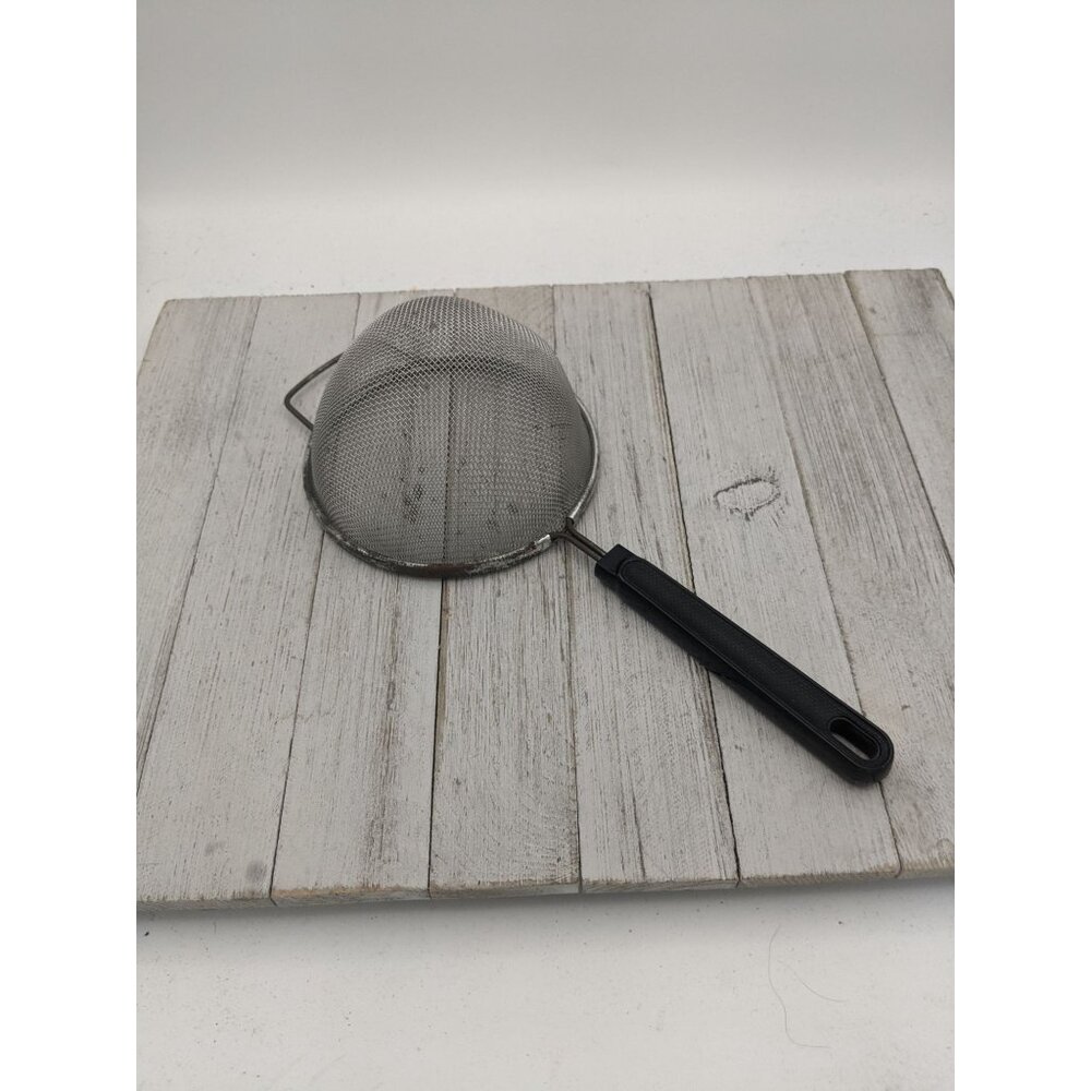 Vintage Ekco #2 Black Handle 12" Hand Sieve Strainer Screen Sifter 5" Basket